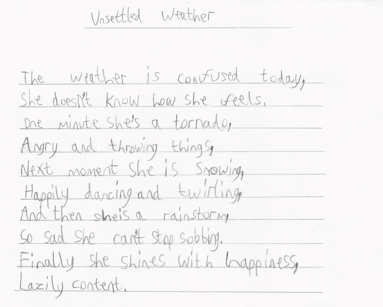 HB's Unsettled Weather Personification poem