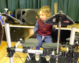 playing the drums