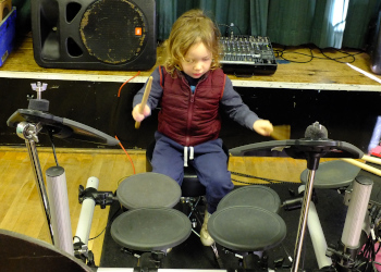 playing the drums