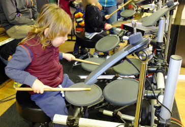 playing the drums