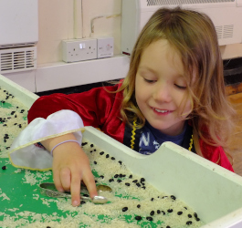 sensory play with rice and beans