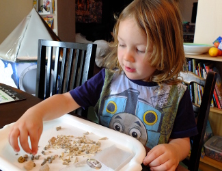 looking at fossils