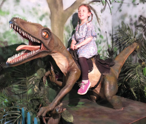 riding a dinosaur