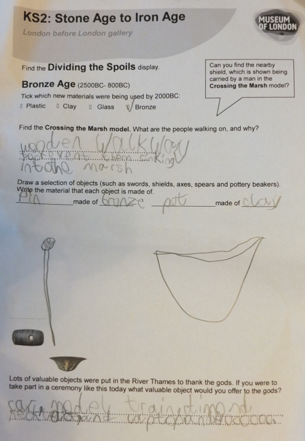 bronze age worksheet