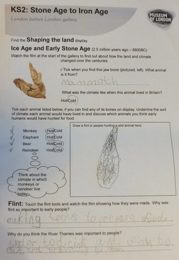 paleolithic worksheet