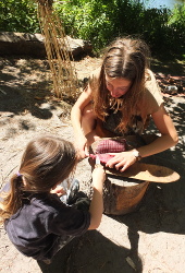 using a stone age tool