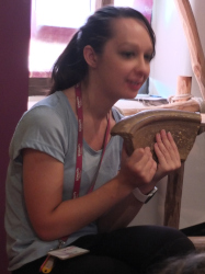 handling pottery fragments