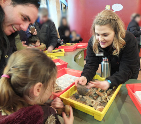 handling real finds - lady discussing find with us
