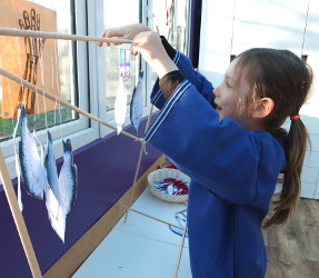 hanging up the fish to dry