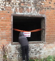 Looking into a building in Imber