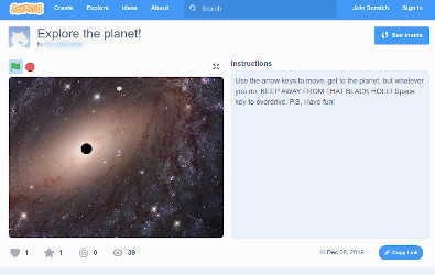 Explore the Planet Game written using Scratch