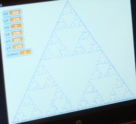 creating the sierpinski triangle with Scratch