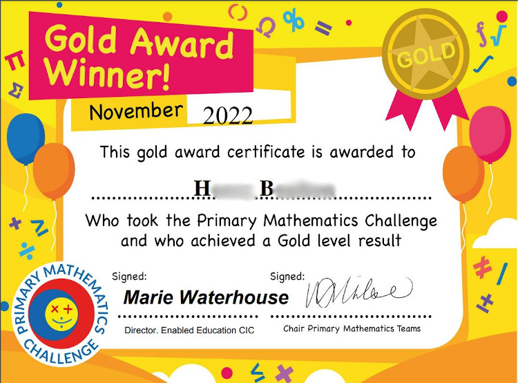 primary mathematics gold certificate